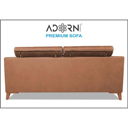 Adorn India Premium Pluto 3 Seater Sofa (Tan)