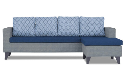 Adorn India Dorothy Blossom L Shape 5 Seater Sofa Set RHS (Blue & Grey)