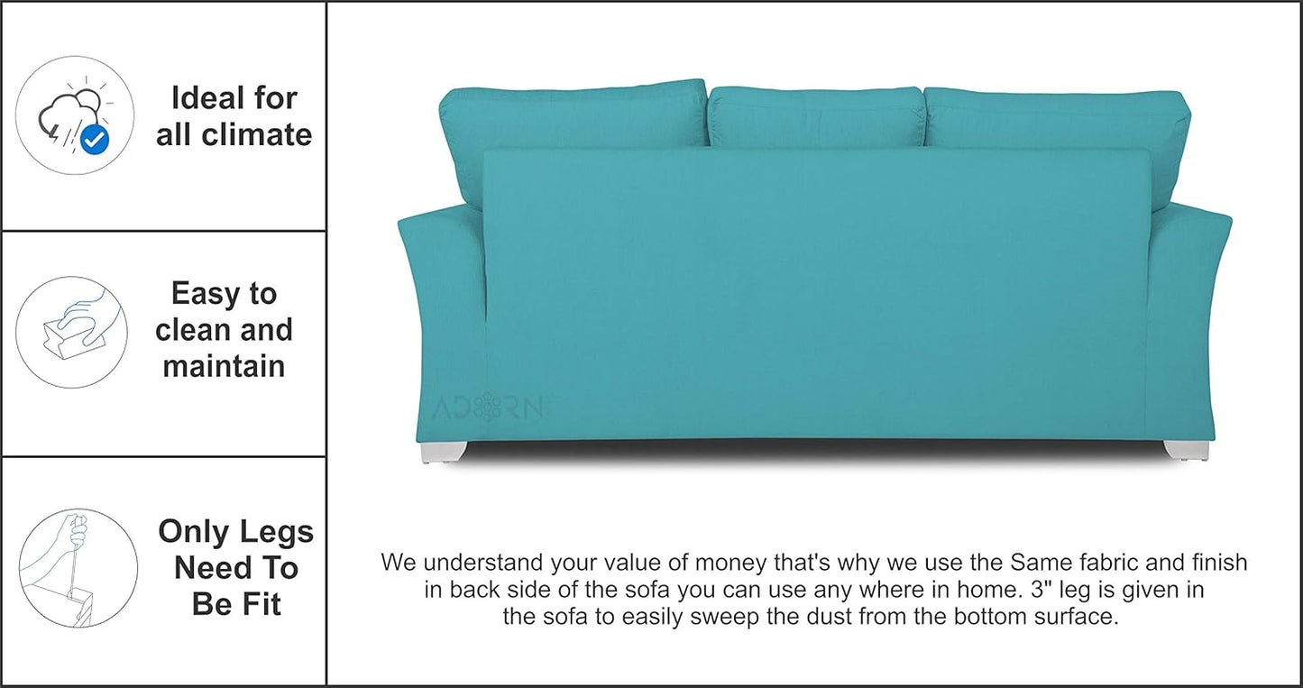 Adorn India Alexia 3+2 Five Seater Sofa Set (Aqua Blue)