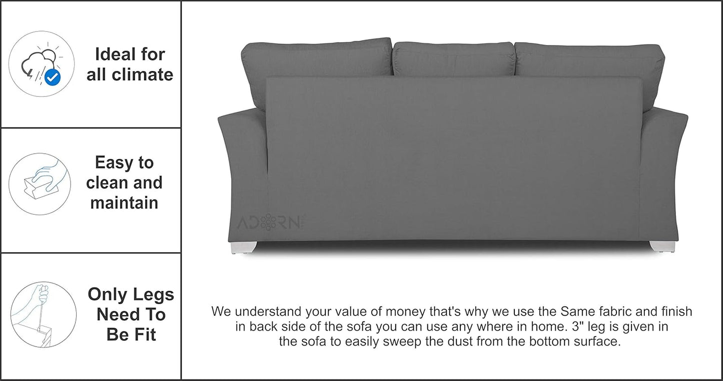 Adorn India Alexia 3+2 Five Seater Sofa Set (Light Grey)