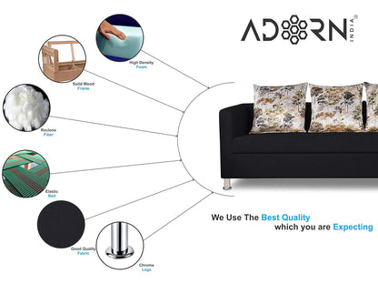 Adorn India Alita 3+2+1 Compact 6 Seater Sofa Set (Black)