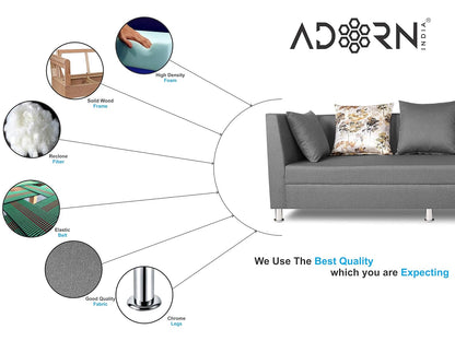 Adorn India Alica 3+2+1 Six Seater Sofa Set (Light Grey)