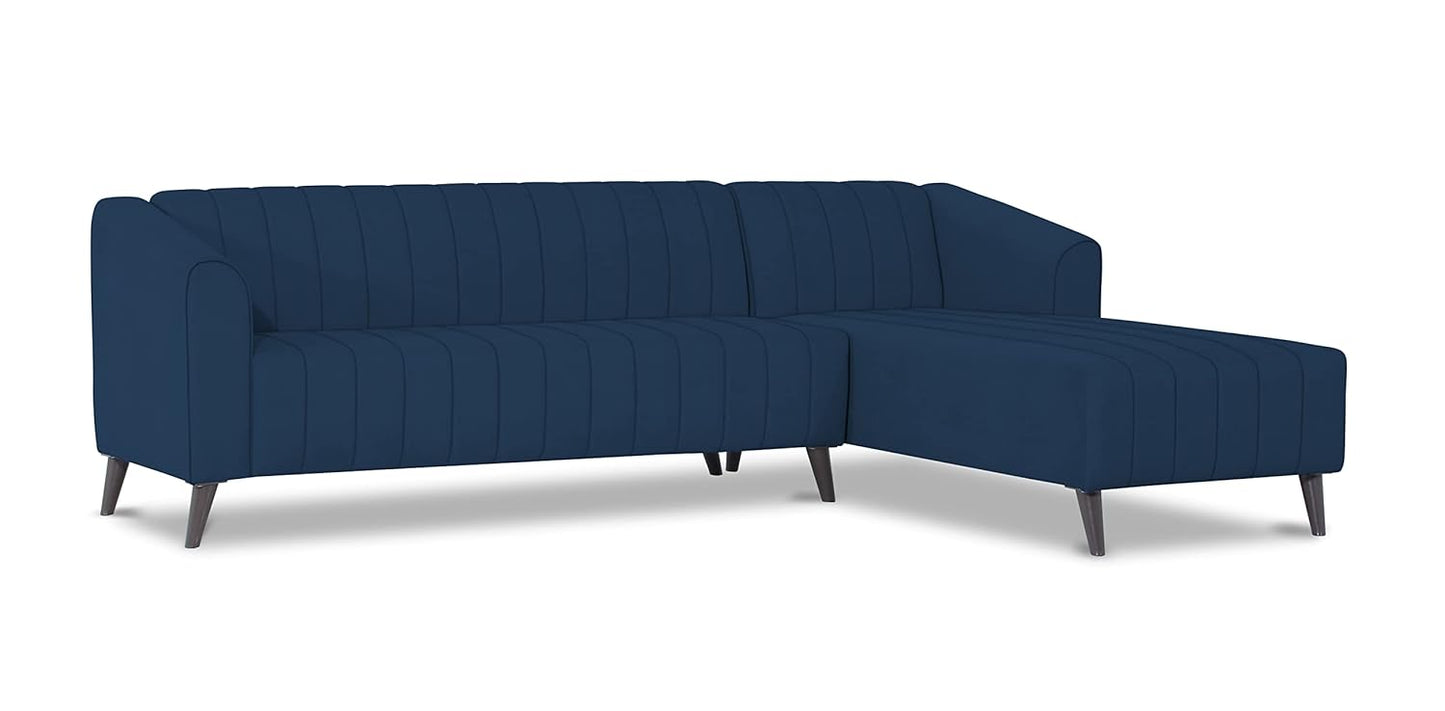 Adorn India Premium Laurel L Shape 6 Seater Sofa Set (RHS) (Blue) (3 Year Warranty)