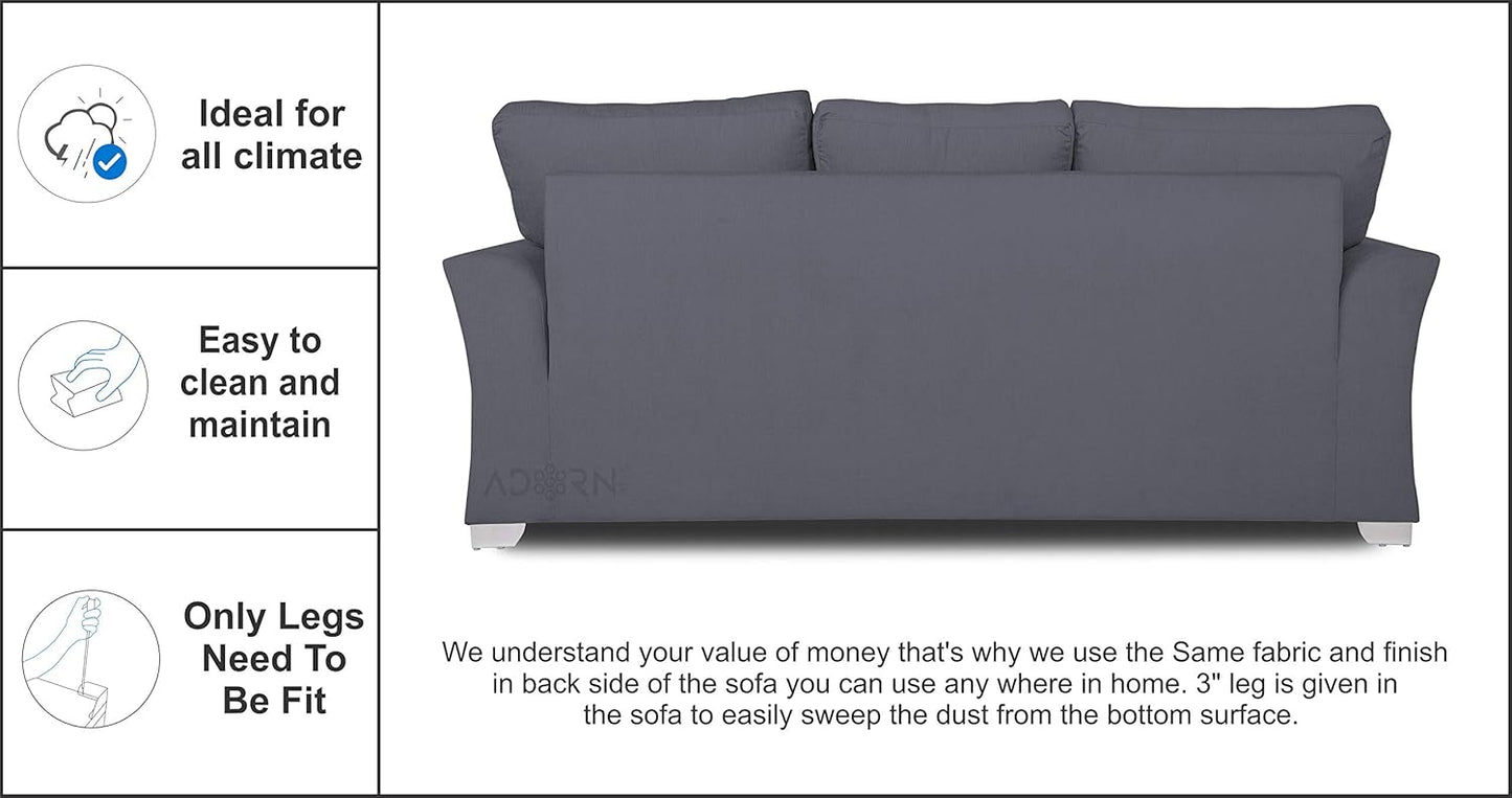 Adorn India Alexia 3+2 Five Seater Sofa Set (Dark Grey)