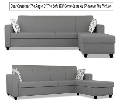 Adorn India Monteno L Shape 5 Seater Sofa Set RHS(Grey) (3 Year Warranty)