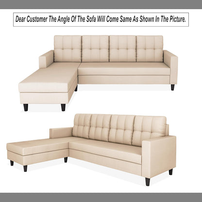 Adorn India Darcy L Shape 5 Seater Sofa Set (Lhs) (Beige) (3 Year Warranty)