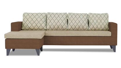 Adorn India Dorothy Blossom L Shape 5 Seater Sofa Set LHS (Brown & Beige)