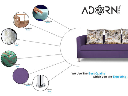 Adorn India Alita 3+2 Compact 5 Seater Sofa Set (Dark Purple)