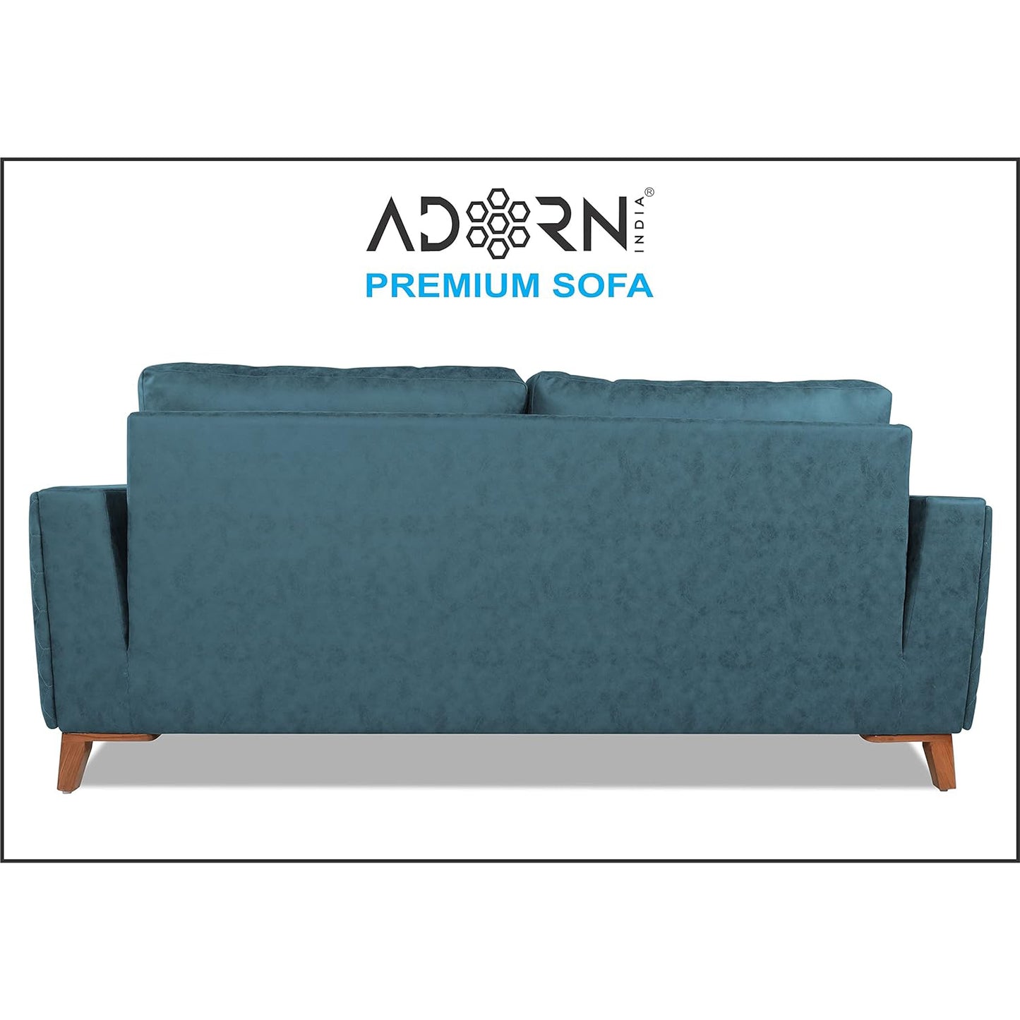 Adorn India Premium Phoenix 3 Seater Sofa (Leatherette Suede Fabric Colour Blue)