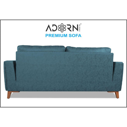 Adorn India Premium Phoenix 3 Seater Sofa (Leatherette Suede Fabric Colour Blue)