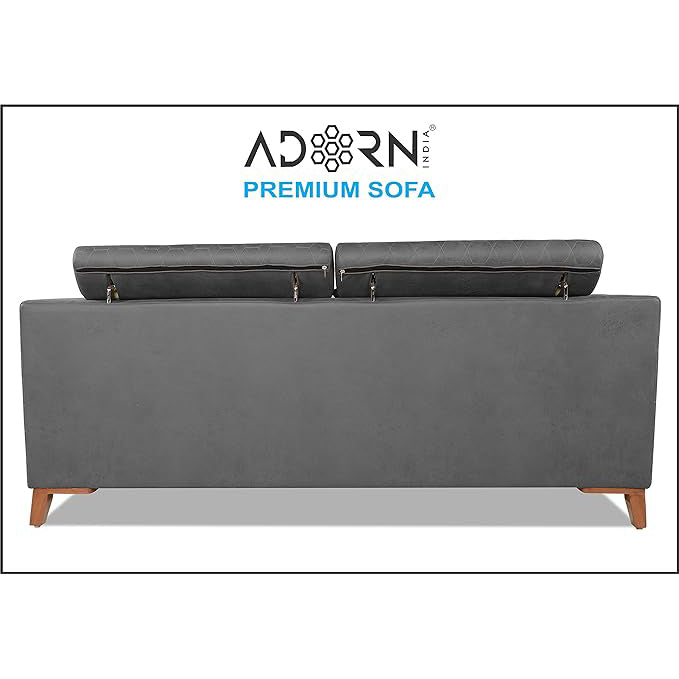 Adorn India Premium Pluto 3 Seater Sofa (Grey)