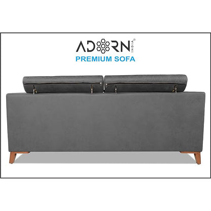 Adorn India Premium Pluto 3 Seater Sofa (Grey)