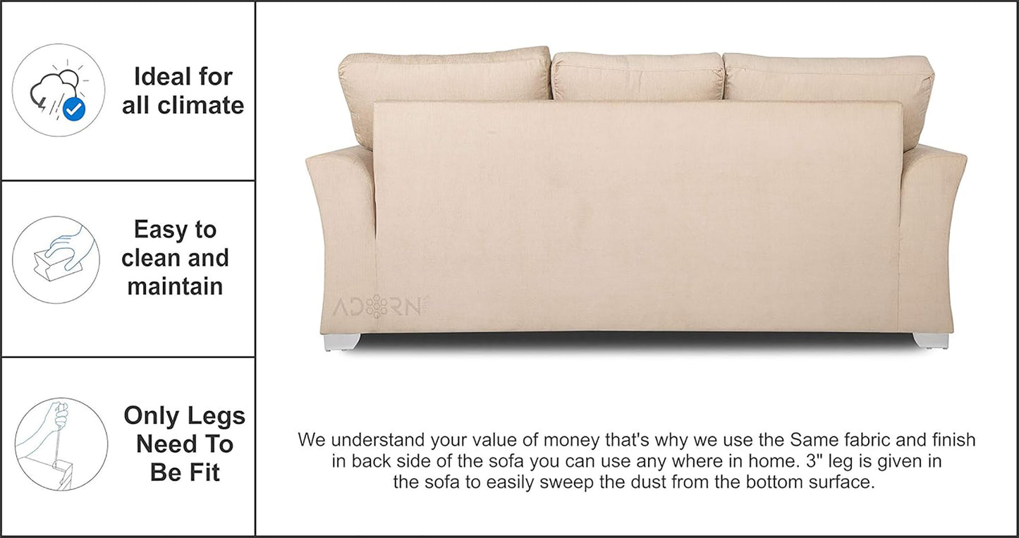 Adorn India Alexia 3+2 Five Seater Sofa Set (Beige)