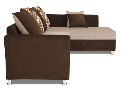 Adorn India (3 Years Warranty Boom 6 Seater Corner Sofa Floral Cushion Right Hand Side (Brown & Beige)