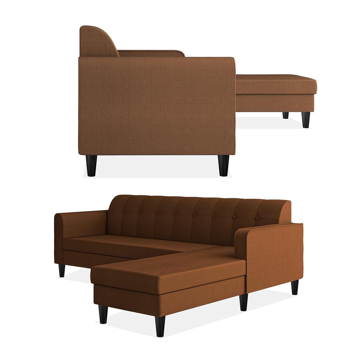 Adorn India Rio Elegant L Shape 5 Seater Sofa Set (RHS) (Brown) (3 Year Warranty)