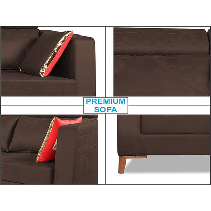Adorn India Premium Pluto 3+2 Five Seater Sofa Set (Brown)