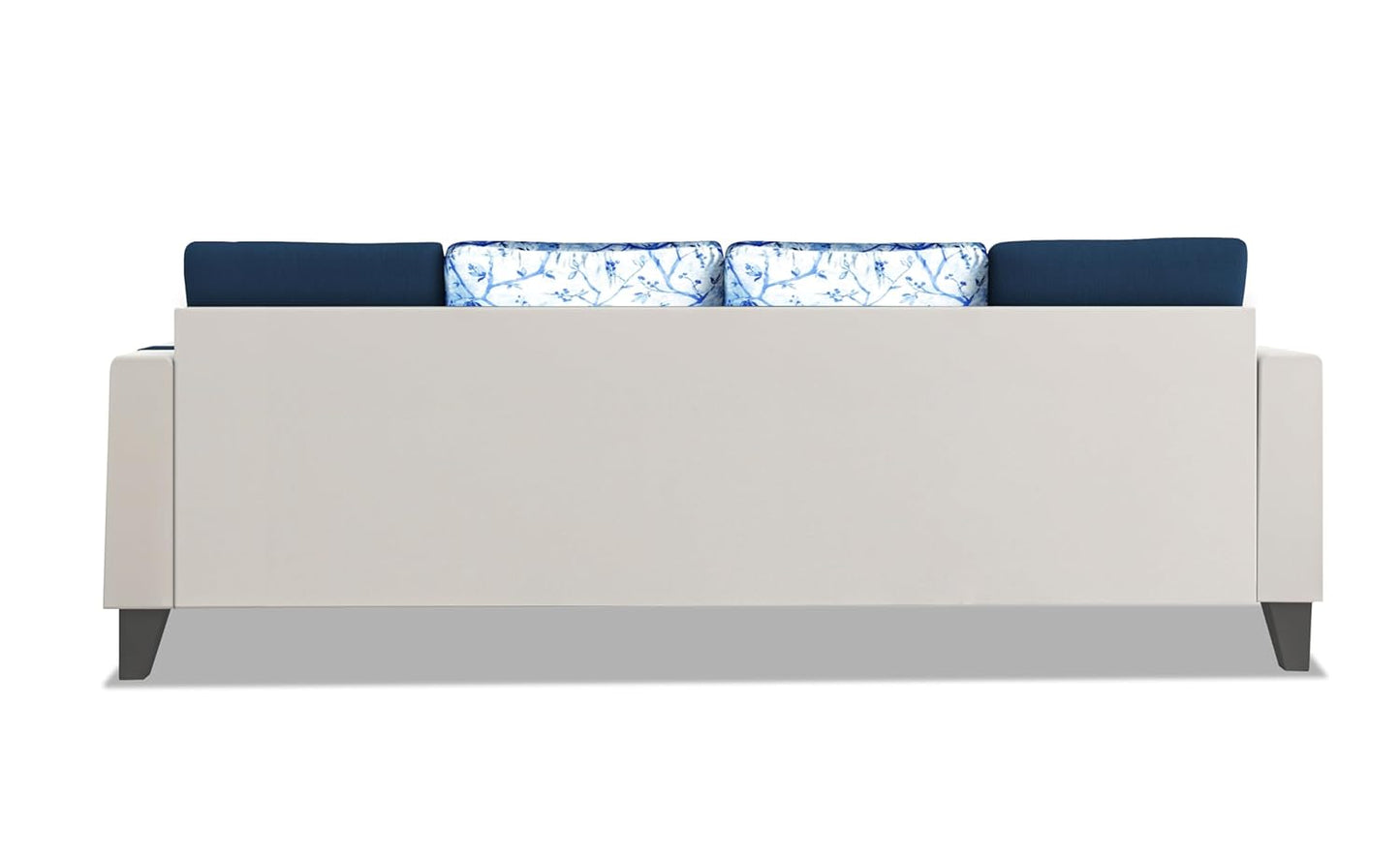 Adorn India Ashley Digital Print Leatherette Fabric L Shape 5 Seater Sofa Set LHS (Blue & White) (3 Year Warranty)