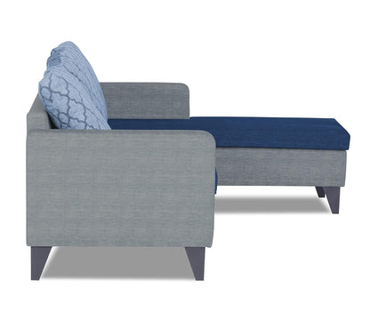 Adorn India Dorothy Blossom L Shape 5 Seater Sofa Set RHS (Blue & Grey)