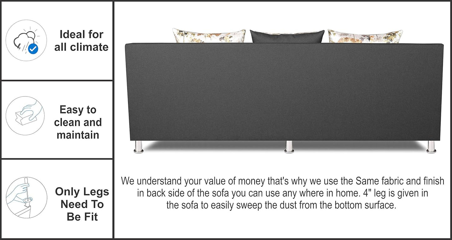 Adorn India Alica 3+2+1 Six Seater Sofa Set (Dark Grey)