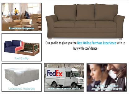 Adorn India Alexia 3+2+1 Six Seater Sofa Set (Camel)