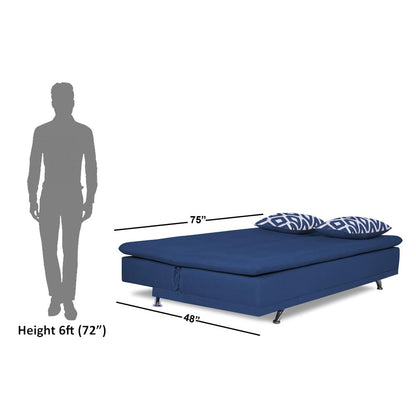 Adorn India Arden 4 Seater Rhombus Sofa Cum Bed 4 X 6 (Blue) (3 Year Warranty)