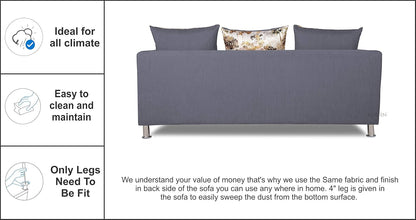 Adorn India Alita 3+2 Compact 5 Seater Sofa Set (Dark Grey)