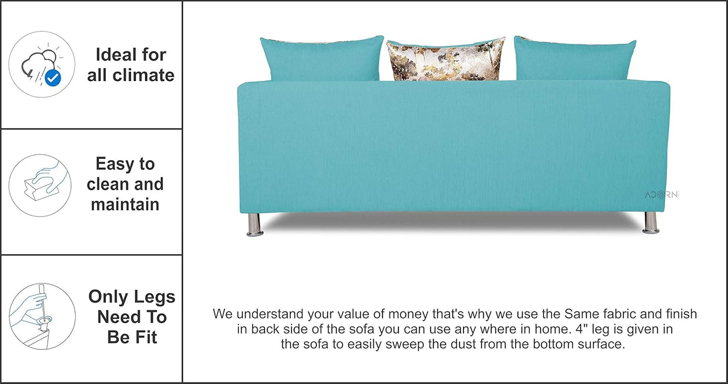 Adorn India Alita 3+2+1 Compact 6 Seater Sofa Set (Aqua Blue)