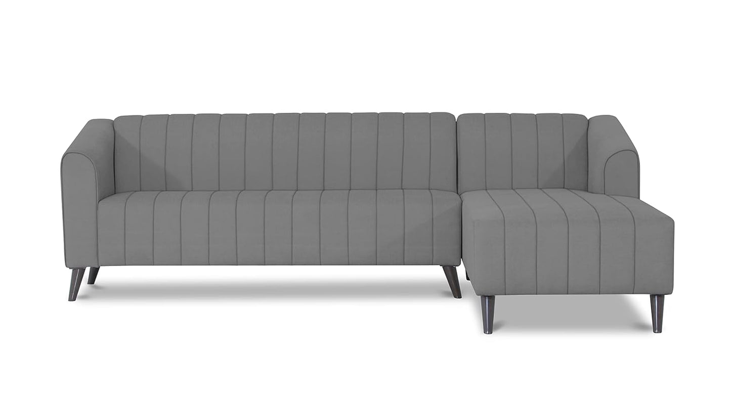 Adorn India Premium Laurel L Shape 6 Seater Sofa Set (RHS) (Grey) (3 Year Warranty)
