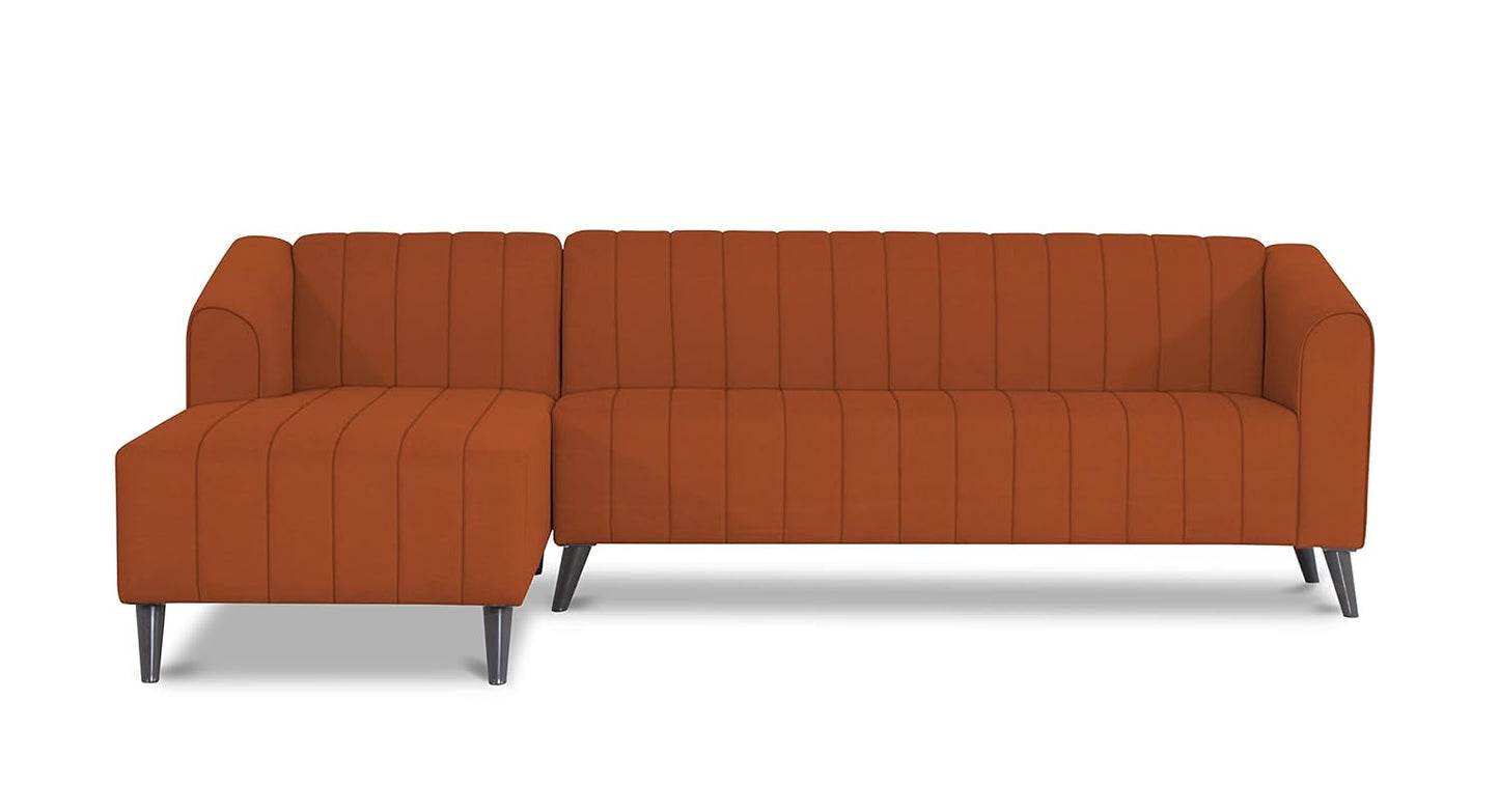 Adorn India Premium Laurel L Shape 6 Seater Sofa Set (LHS) (Rust) (3 Year Warranty)