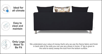 Adorn India Alita 3+2+1 Compact 6 Seater Sofa Set (Black)