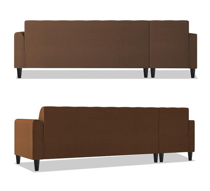 Adorn India Rio Elegant L Shape 8 Seater Sofa Set with Center Table and 2 Ottoman Puffy (LHS) (Brown) (3 Year Warranty)