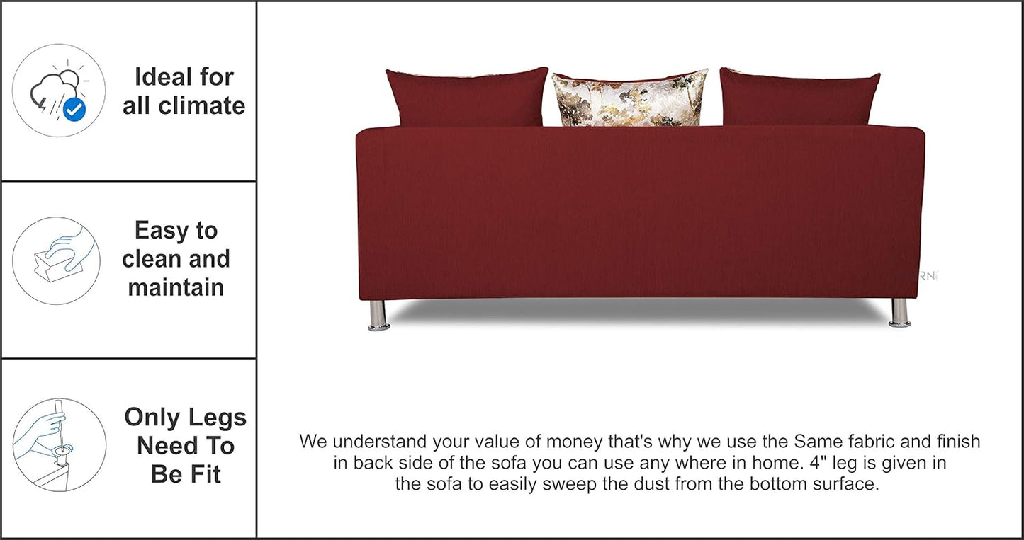 Adorn India Alita 3+2+1 Compact 6 Seater Sofa Set (Maroon)