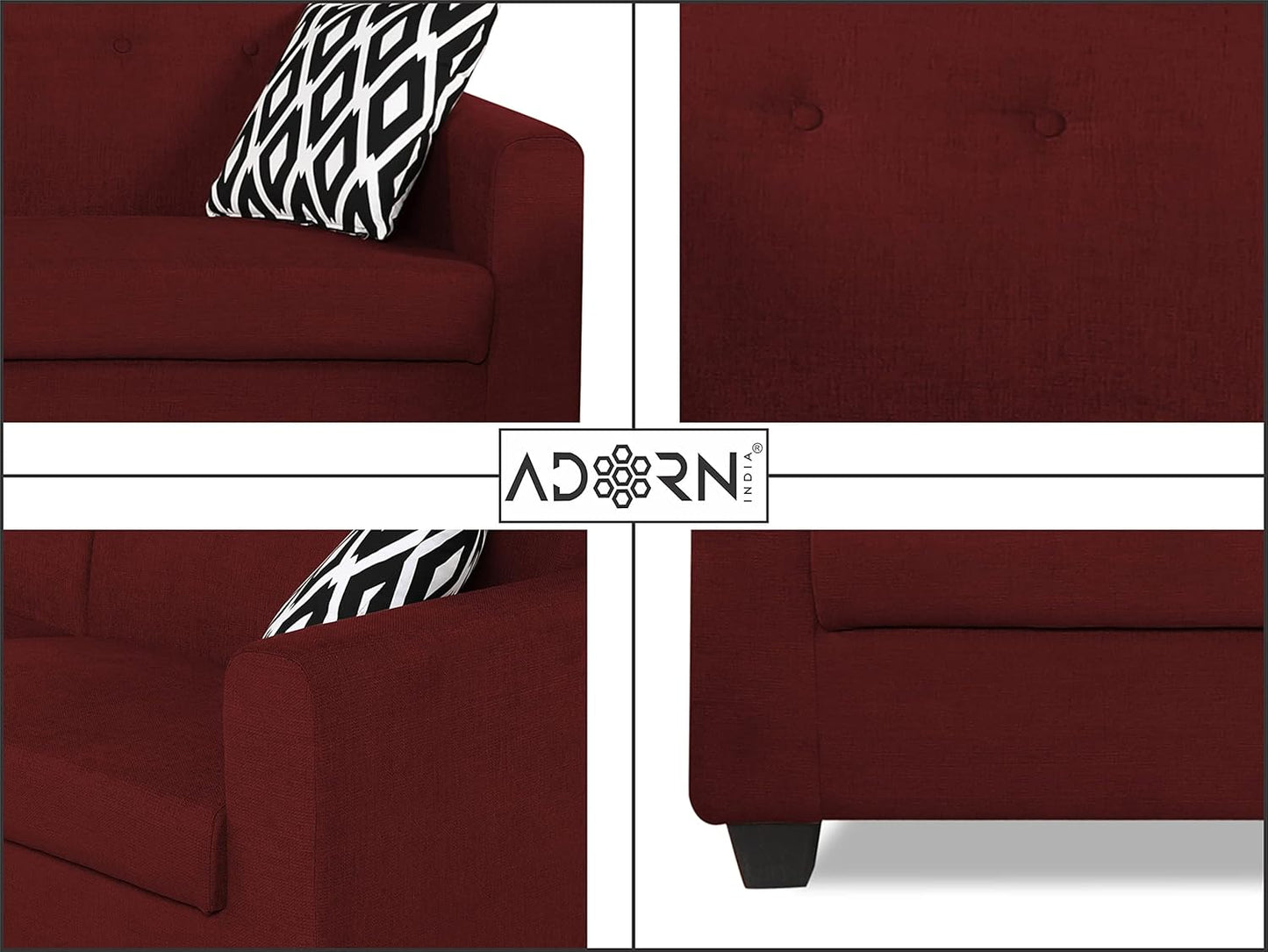 Adorn India Blazer Plus 3-1-1 Five Seater Sofa Set (Maroon)