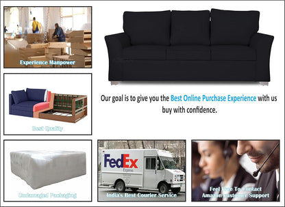 Adorn India Alexia 3+2 Five Seater Sofa Set (Black)
