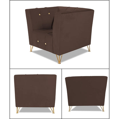 Adorn India Premium Lotus 3-1-1 5 Seater Sofa Set (Velvet Fabric Colour Brown)
