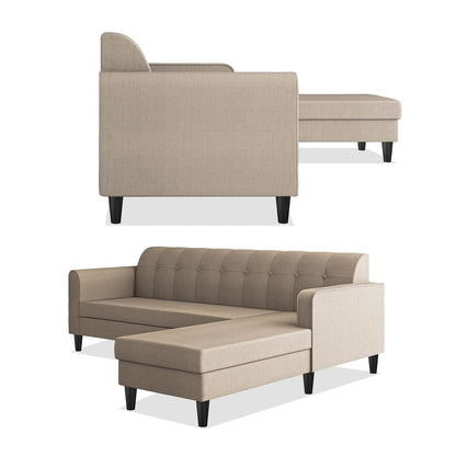 Adorn India Rio Elegant L Shape 5 Seater Sofa Set (RHS) (Beige) (3 Year Warranty)