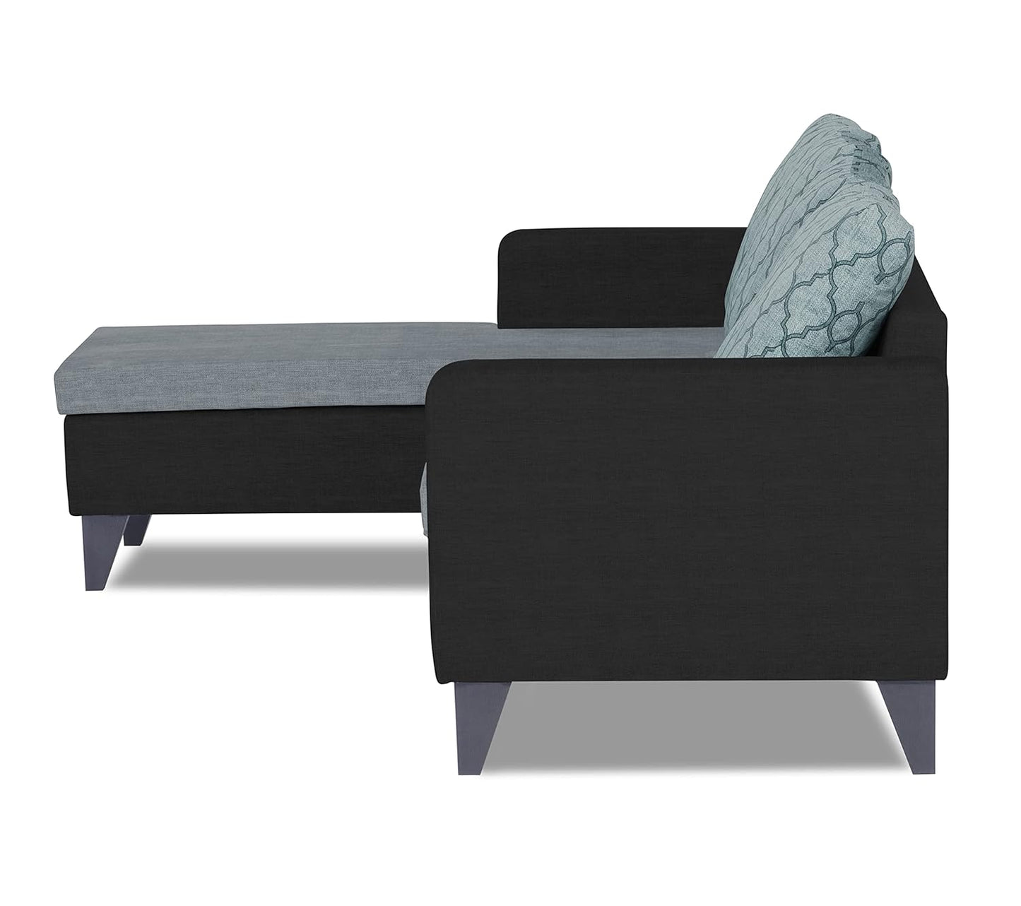 Adorn India Dorothy Blossom L Shape 5 Seater Sofa Set LHS (Black & Grey)