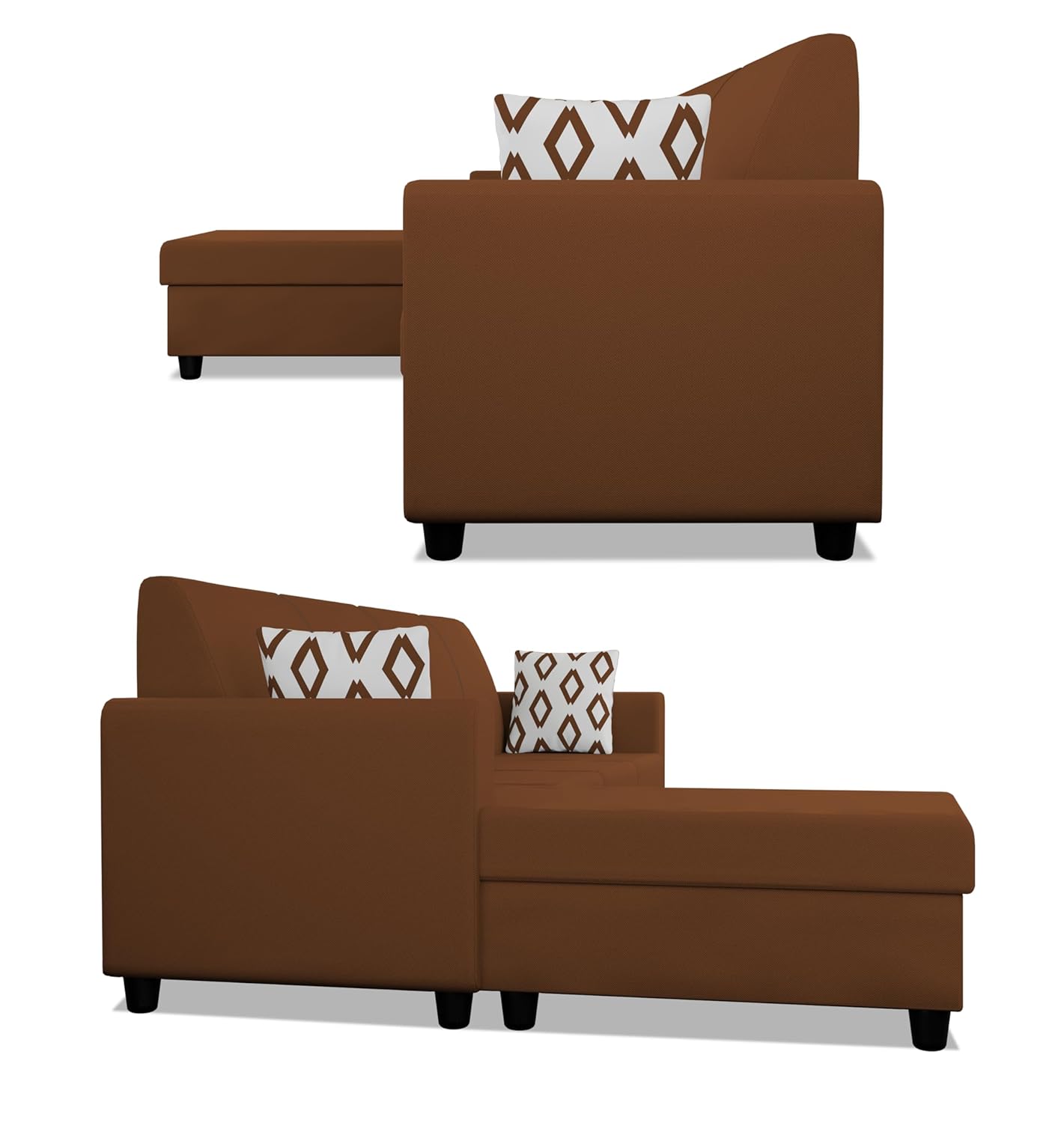 Adorn India Monteno L Shape 5 Seater Sofa Set LHS(Brown) (3 Year Warranty)