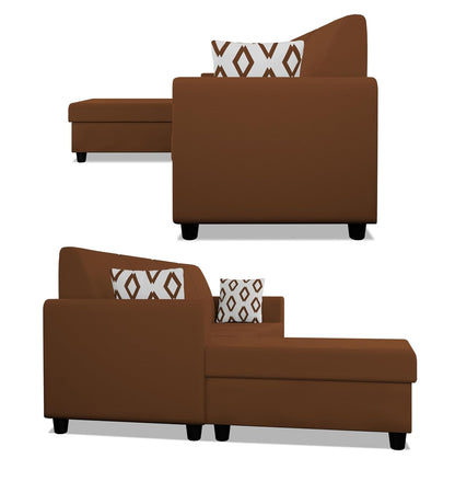 Adorn India Monteno L Shape 5 Seater Sofa Set LHS(Brown) (3 Year Warranty)