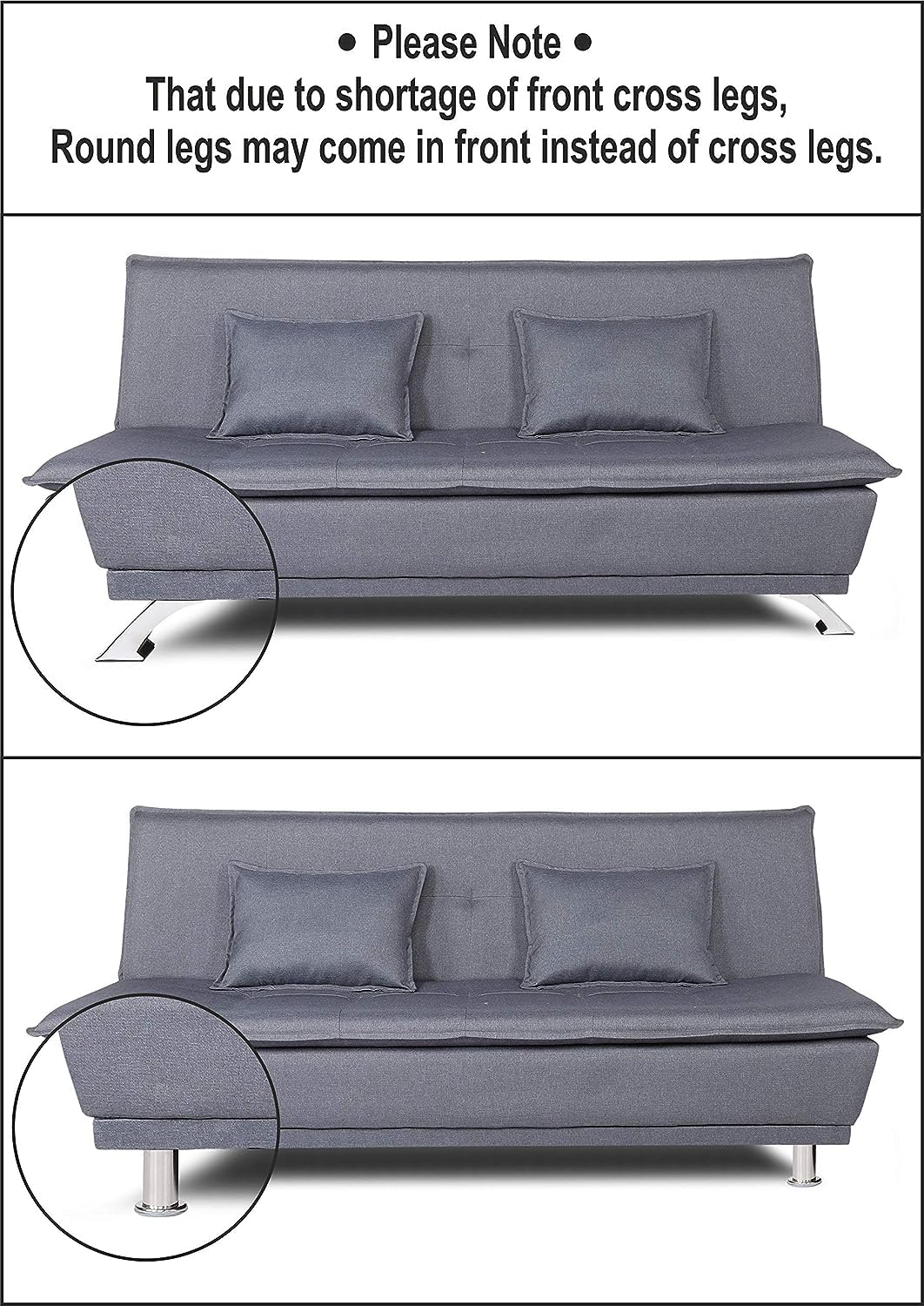 Adorn India Arden 4 Seater Rhombus Sofa Cum Bed 4 X 6 (Grey) (3 Year Warranty)