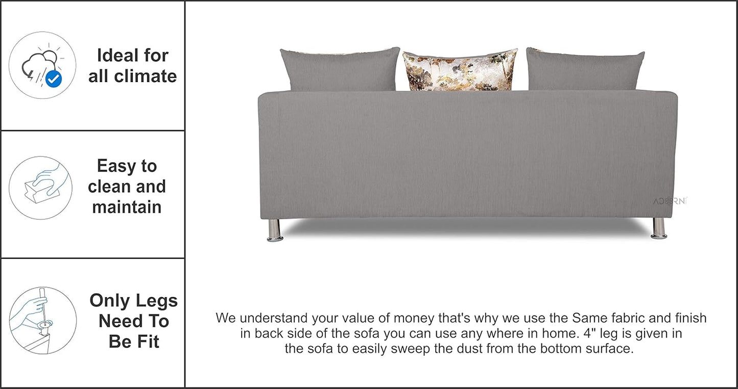 Adorn India Alita 3+2 Compact 5 Seater Sofa Set (Light Grey)