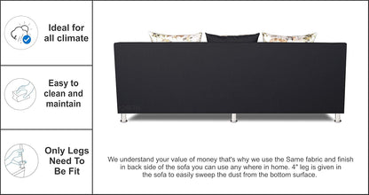 Adorn India Alica 3+2+1 Six Seater Sofa Set (Black)