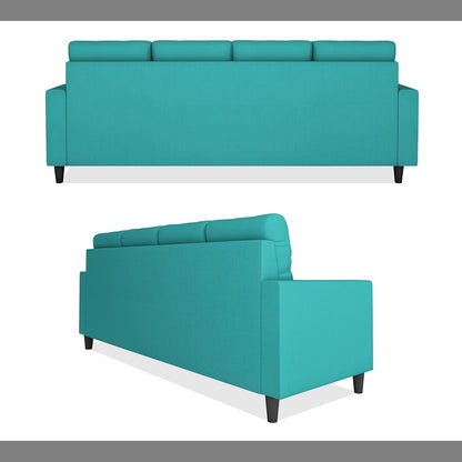 Adorn India Darcy L Shape 5 Seater Sofa Set (RHS) (Aqua Blue) (3 Year Warranty)
