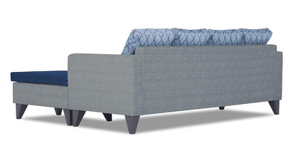 Adorn India Dorothy Blossom L Shape 5 Seater Sofa Set RHS (Blue & Grey)
