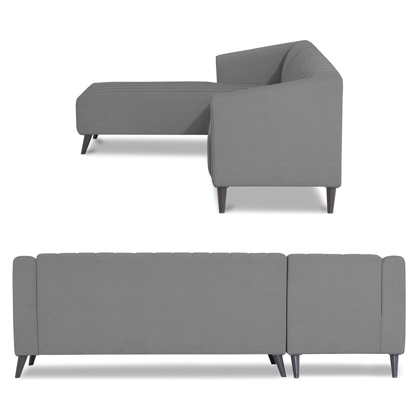 Adorn India Premium Laurel L Shape 6 Seater Sofa Set (LHS) (Grey) (3 Year Warranty)