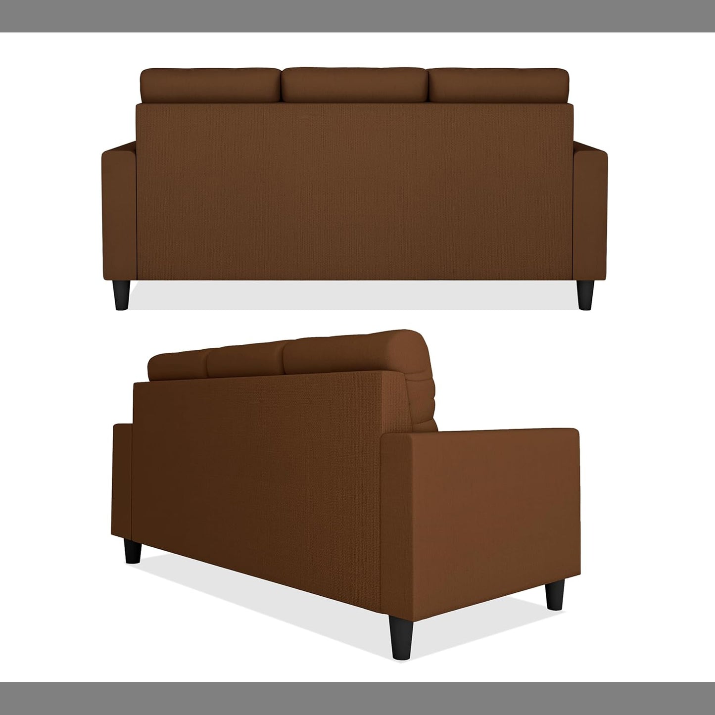 Adorn India Darcy L Shape 4 Seater Sofa Set (Brown) (3 Year Warranty)