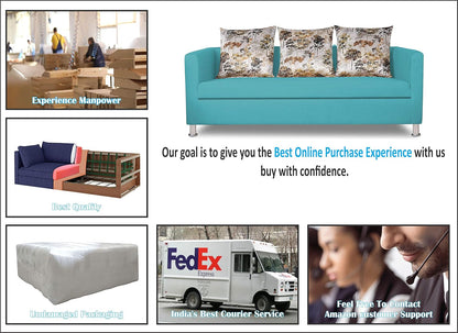 Adorn India Alita 3+2 Compact 5 Seater Sofa Set (Aqua Blue)