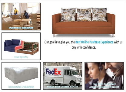 Adorn India Alita 3+2 Compact 5 Seater Sofa Set (Rust)