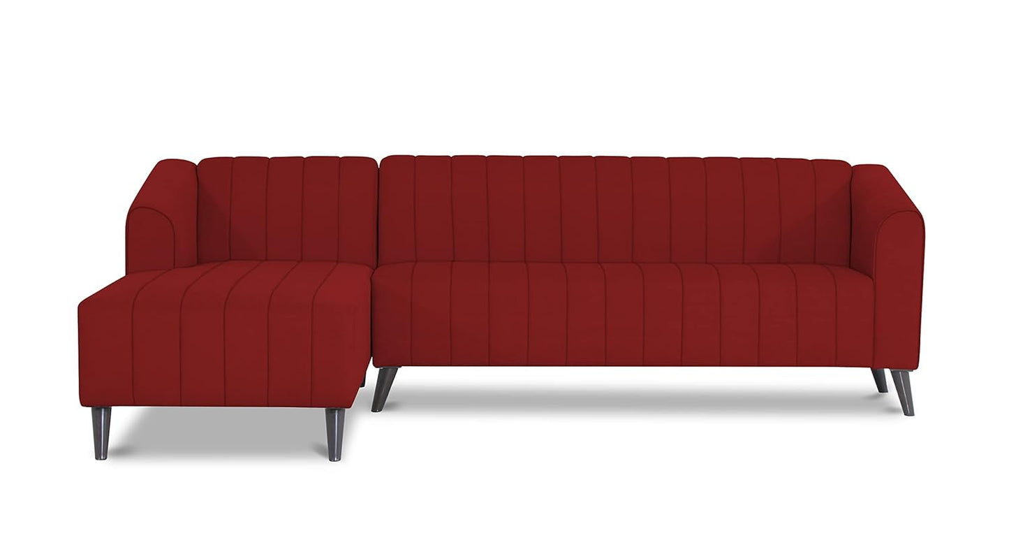 Adorn India Premium Laurel L Shape 6 Seater Sofa Set (LHS) (Red) (3 Year Warranty)