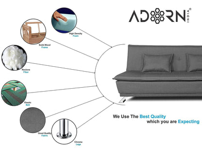 Adorn India Arden 4 Seater Rhombus Sofa Cum Bed 4 X 6 (Grey) (3 Year Warranty)